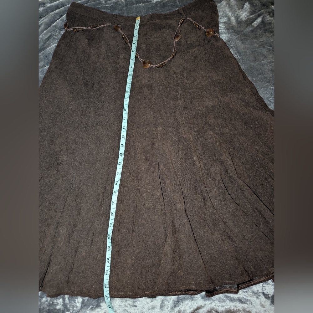 LAURA SCOTT Suede Feel Flare Skirt with Beaded Belt 14 - Picture 7 of 11